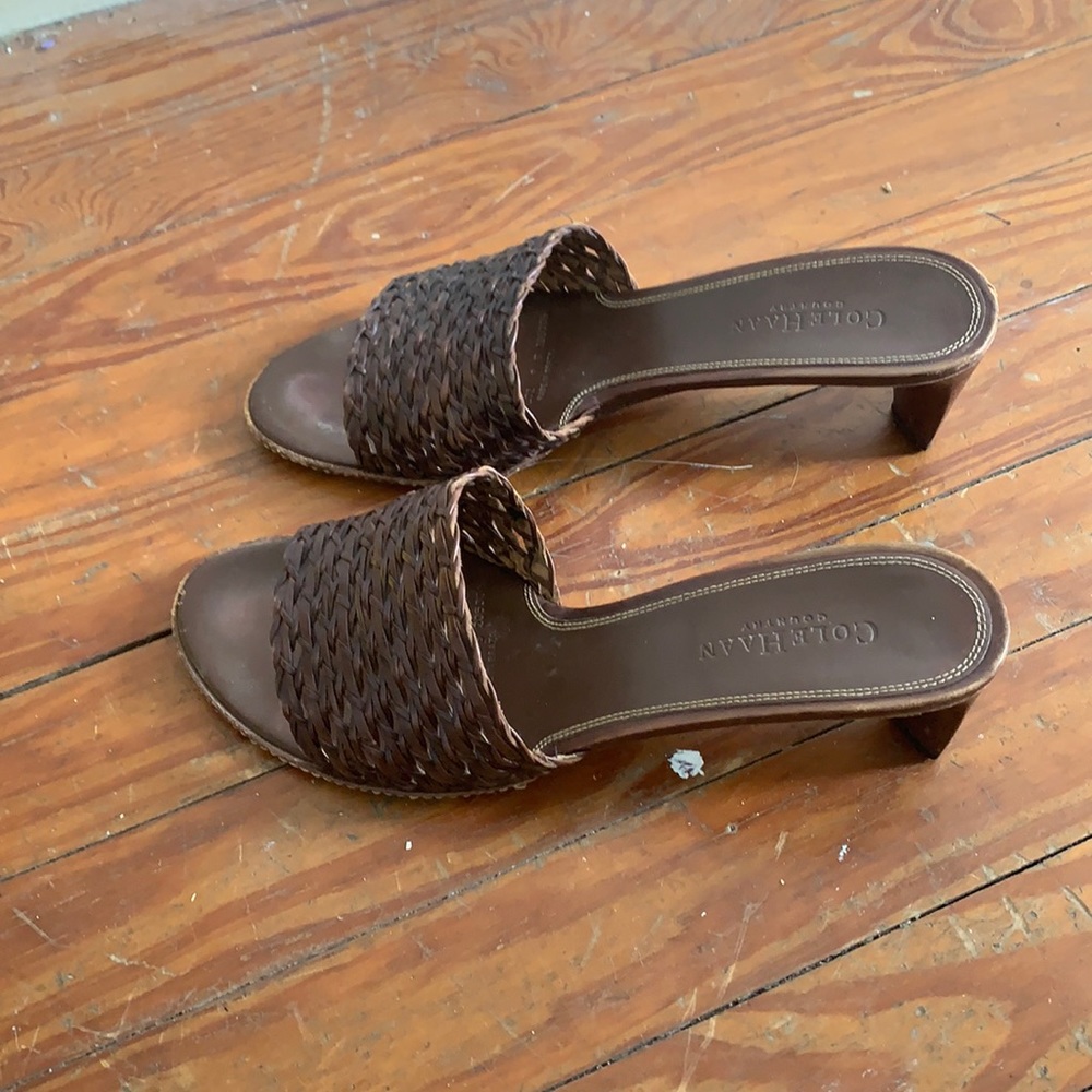 Brown woven Cole Haan sandals, size 9
